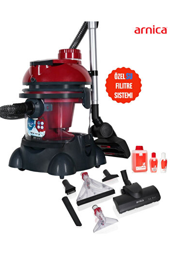 Arnica Hydra Rain Plus Su Filtreli Torbasız Süpürge & Halı Yıkama Makinesi Kırmızı 2400 Watt