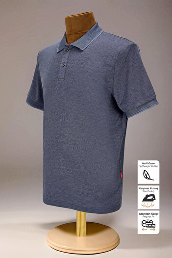 BESSA Men's Smoked Polo Neck T-Shirt Armband Without Pocket Regular Fit Non-Curling Interlock Fabric