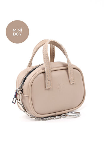 SHAKA Mink Shk210 Faux Leather Single Compartment Zippered Handbag and Charm Bag Accessory