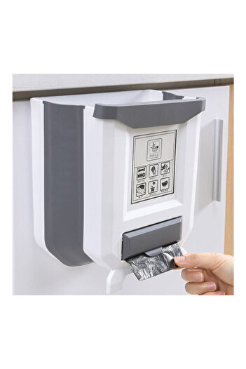 Generic Creative Kitchen Folding Wall-mounted Trash Can White 7x25x9cm