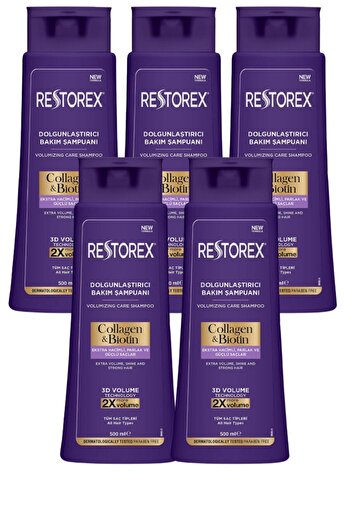 Restorex Kolagenový a biotinový vyplňující šampon 500 ml 5 kusů