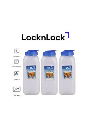 locknlock Aqua Water Bottle 900ml - Pack of 3, BPA-Free, Flip-Top Lid