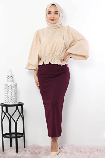 Tesettür Dünyası Pencil Skirt Tsd0291 Plum