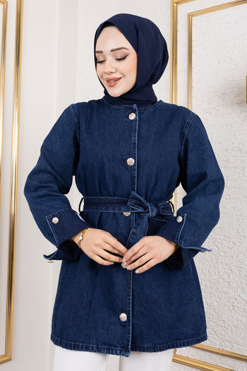 Tesettür Dünyası Dark Blue Helen Denim Jacket - Tsd 250115