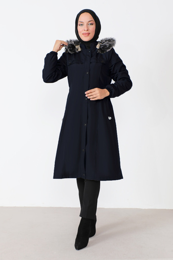 Tesettür Dünyası Elastic Waist Coat TSD230818 Navy Blue