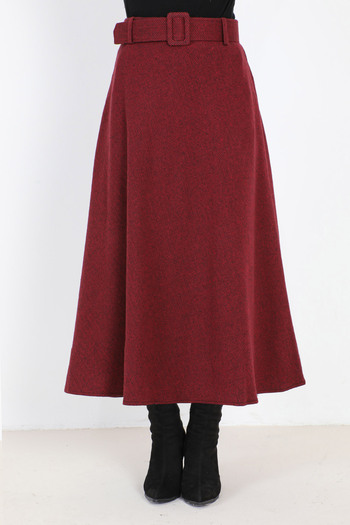 Tesettür Dünyası Halszálkás mintás Mevlana szoknya TSD0047 Claret Red