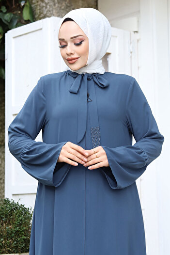 Tesettür Dünyası Λαβή με κολάρο σφονδύλου Λεπτομερές Hijab Ferace TSD240244