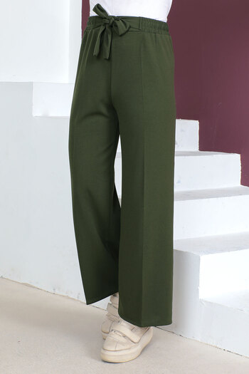 Tesettür Dünyası Elastic Waist Wide Leg Trousers Tsd230109 Khaki