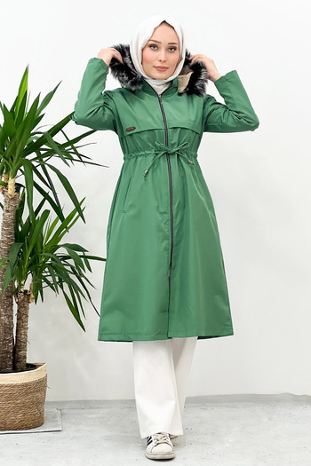 Tesettür Dünyası Flap Pocket Coat Tsd220914 Green