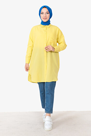 Tesettür Dünyası Tunic with Pockets TSD230903 Yellow