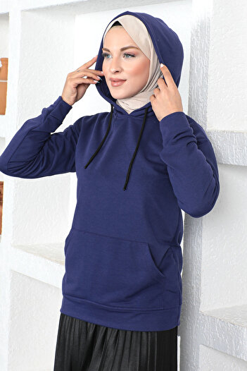 Tesettür Dünyası Hooded Sweatshirt Tsd230340 Purple