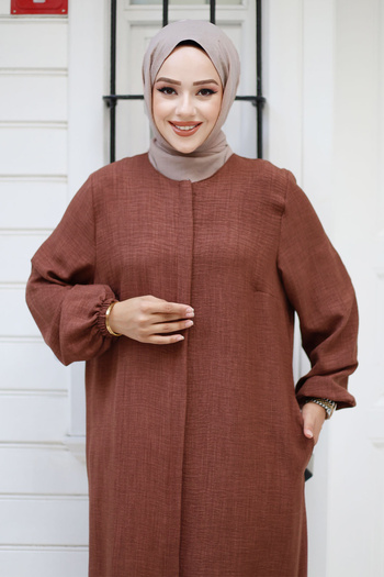 Tesettür Dünyası Tsd 240817   Model Brown Zippered Hijab Cap