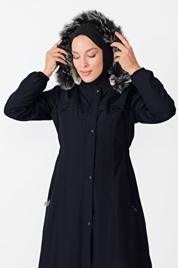 Tesettür Dünyası Elastic Waist Coat TSD230818 Navy Blue