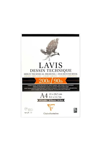 Clairefontaine Lavis Multi Technic - 200gr 20yp A4 Drawing Block