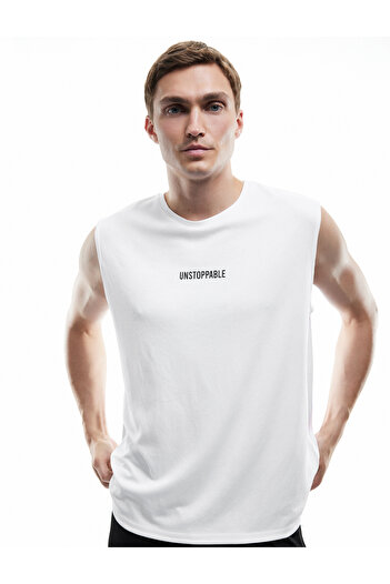 Koton Sleeveless Crew Neck Oversize Sports Singlet with Printed Back