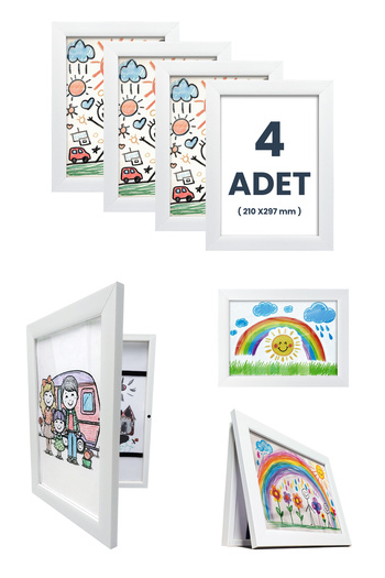 Premiore 4Pcs White A4 Kids Art Painting Frame Folding Storage Picture Easy to Change Magnetic