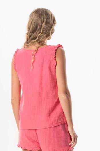 Eliş Şile Bezi Pink Pmb Ddetailed Duru Oval Collar Insel Blouse