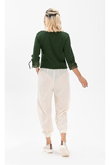 Eliş Şile Bezi Zehra Sile Cloth Summer Blouse Green Ysl