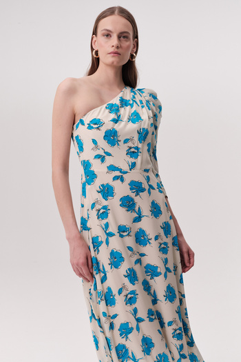 Exquise Rochie midi cu o singură mânecă cu imprimeu floral