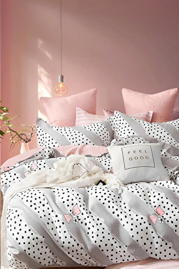 İQON Fitted Sheet Duvet Cover Set Single BOW