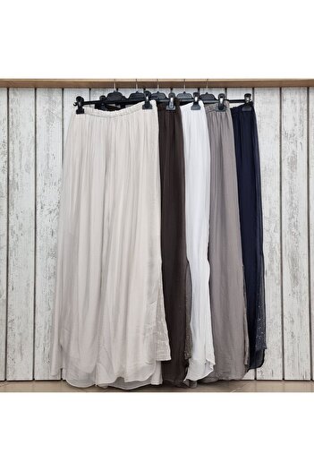 pudubutik Sequined Silk Trousers Beige