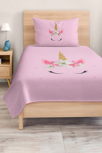 Realhomes Unicorn Patterned Single Pique Set Bedspread for Children's and Teenager's Room