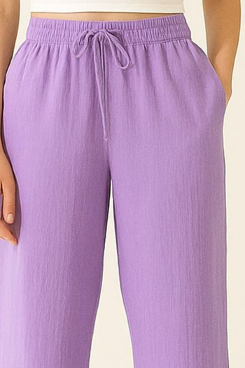 Mogi Butik Women's Elastic Waist Palazzo Muslin Trousers 3078