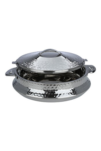 Alsaif Gallery Maxima silver embossed steel food container, 2 litres
