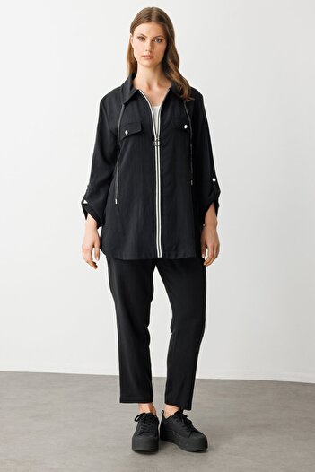 Ekol Carrot Cut Trousers with Elastic Waist