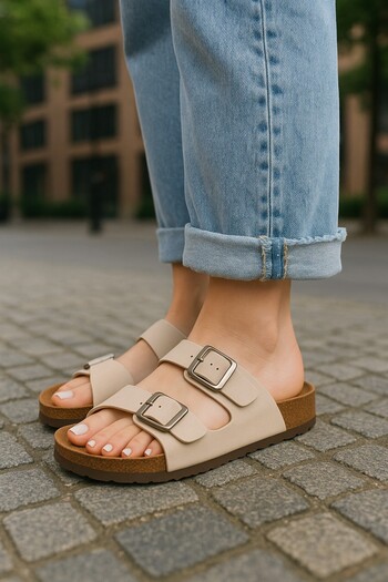 Afşin Buckle Model Orthopedic Women's Slippers Stylish Comfortable