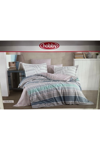 Hobby home collection Hobby Single Ranforce Duvet Cover Set Debora Turquoise
