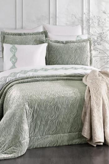 Çeyiz Diyarı Yakut 10 Piece Dowry Set with Blanket Sage