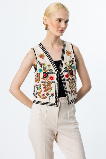 ON Embroidered Beaded Cotton Vest