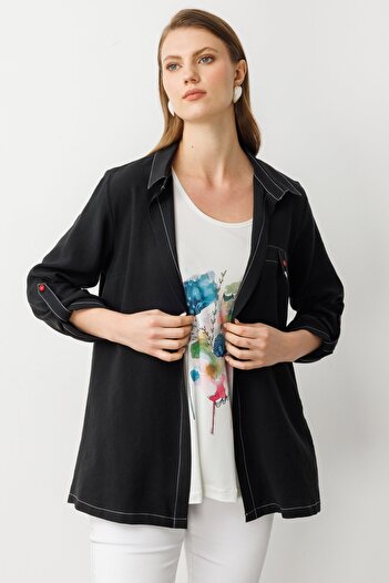 Ekol Trench with Patterned Blouse Inside