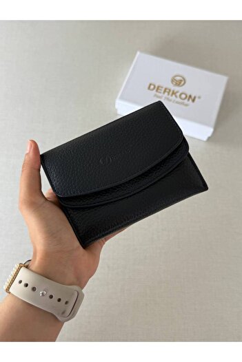 DERKON Genuine Leather Convenient Women's Wallet Melen Navy Blue That Can Fit in Any Bag Size