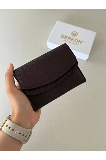 DERKON Genuine Leather Convenient Women's Wallet in Any Size That Fits in Any Bag Melen Claret Red