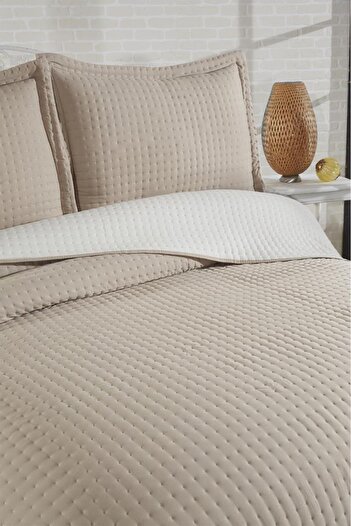 Çeyiz Diyarı Elisa Filled Double Sided Double Size 240X260 cm Bedspread Beige