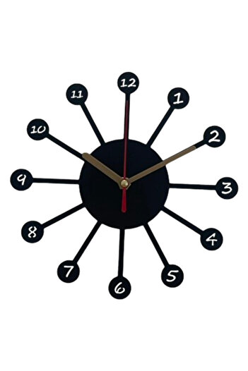 OEM Decorative wall clock, 20 cm, black, 3D printed, model 1004