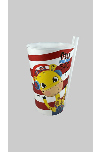 SİHİRLİ AYAKLAR Yummy Fun Patterned Glass with Straw 400ml