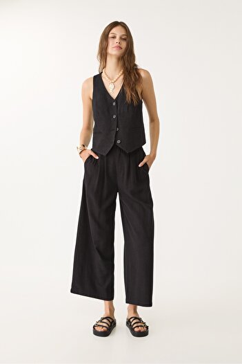 Stradivarius Linen blend darted culottes