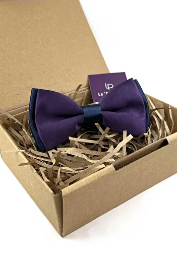 La Pescara Plum - Navy Blue Satin Plain Bow Tie P1994