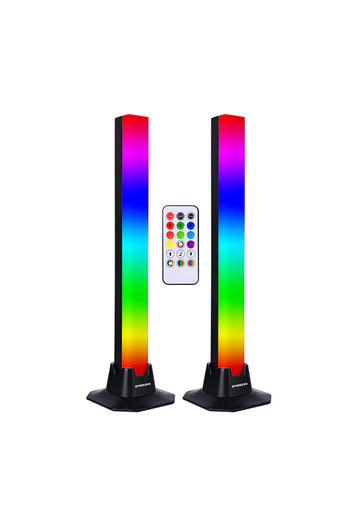 EMESZON Set of 2 RGB LED lamps, EMESZON®, RGB level meter, Ambient lighting, Music synchronization, black