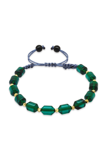 Tesbihane Macrame Braided Yellow Dorica Ball Decorated Transparent Turquoise Fire Amber Women's Bracelet