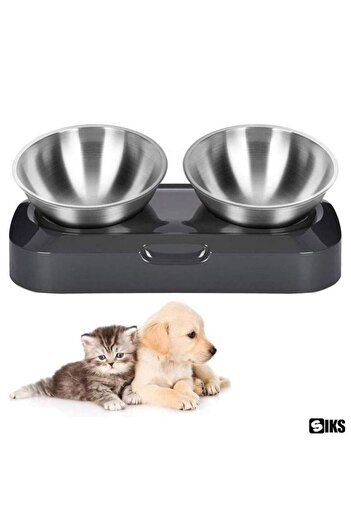 SIKS Set of 2 SIKS Bowls with Stand, Double Orthopedic Bowl for Pet Feeding, Stainless Steel