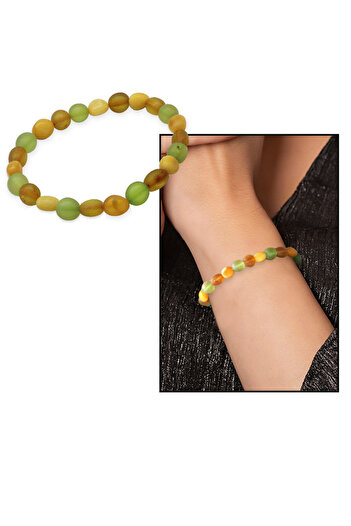 Tesbihane Matte Pastel Color Natural Form Natural Drop Amber Women's Bracelet