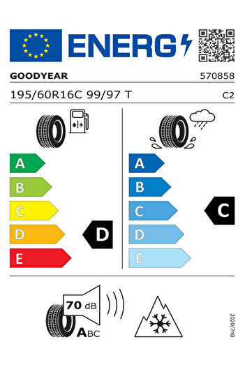 Goodyear 195/60R16C 99/97T UG 8 MS FP Oto Kış Lastiği (Üretim Yılı: 2024)