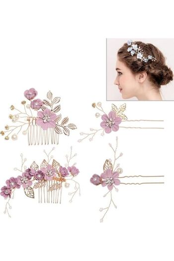 Generic BGM Fashion Flower Jewelry Hair Pins Purple Sets