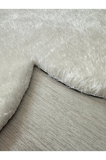 Myevilla Peluş Papatya Halı Kaymaz Tabanlı Yıkanabilir Çocuk & Oyun Odası Salon Halısı Krem 100 X 100