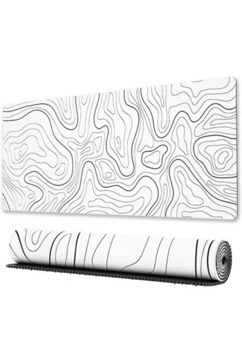 COOYA Large Gaming Mouse Pad, White - Black, Stitched Edges, Anti - Slip, for Gamers/Office