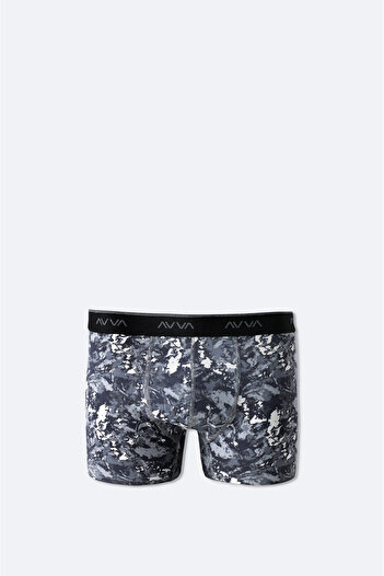 Avva Men's Regular Fit Gray Camouflage Patterned Single Boxer A51Y9502